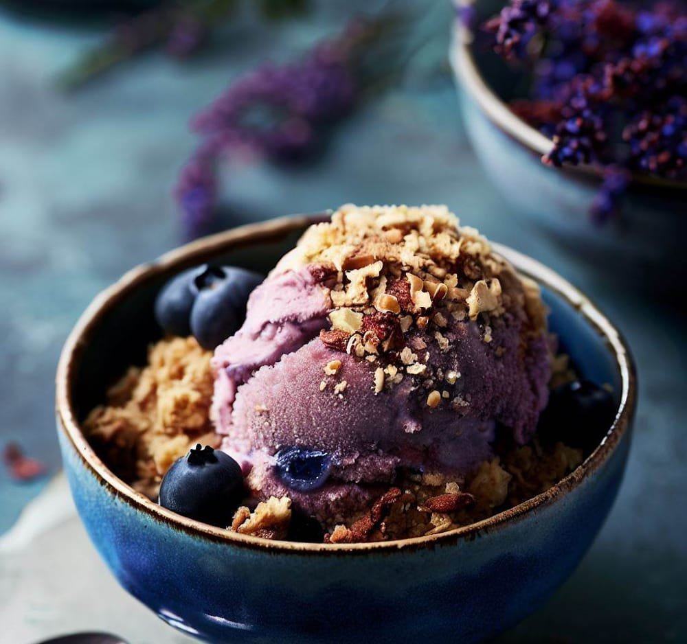 Helado de Arándanos con Crumble de Avena