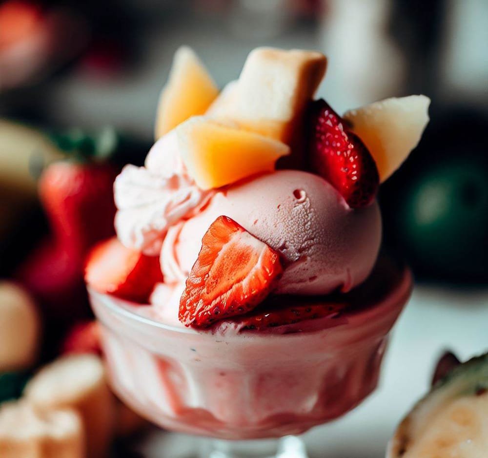 Helado de Fresa con Trozos de Fruta