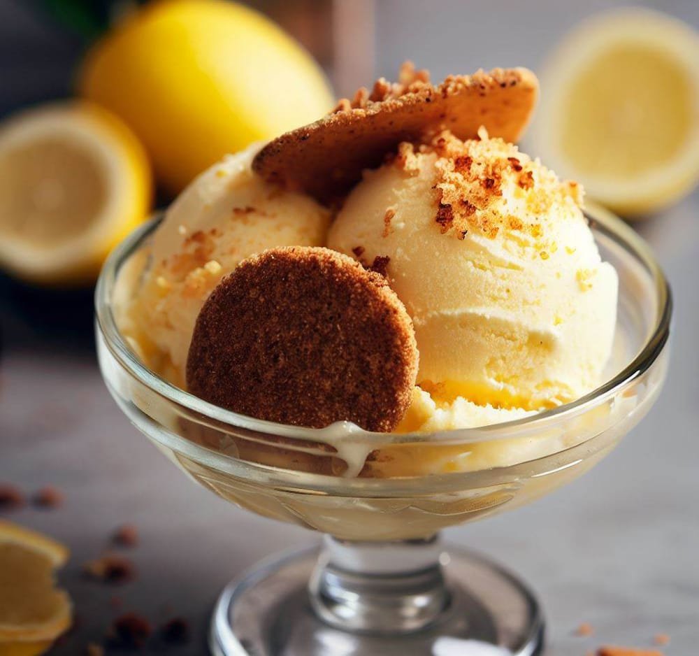 Helado de Limón con Galletas de Jengibre