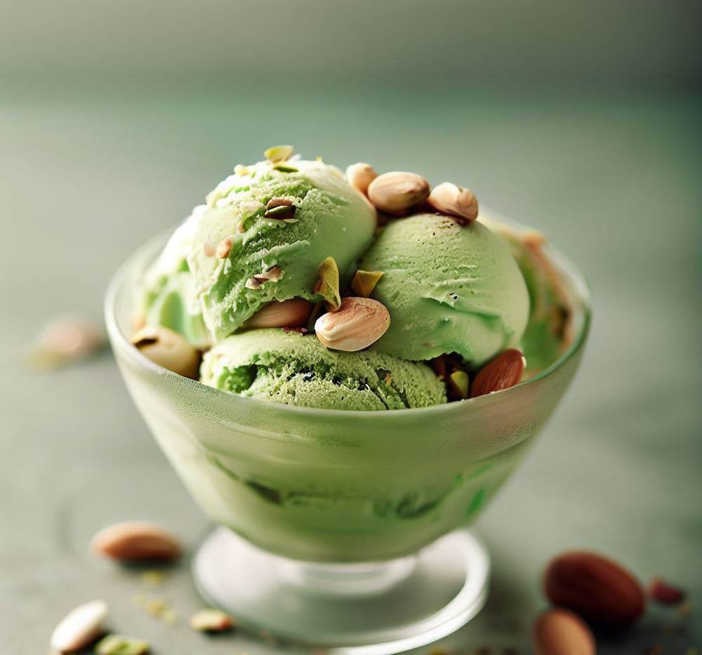 Helado de Pistacho con Trozos de Almendra