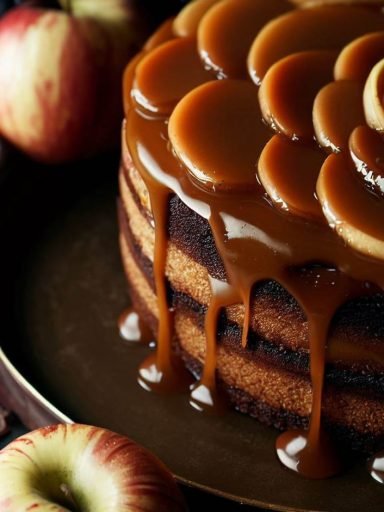 Pastel de Caramelo Salado y Manzanas Caramelizadas