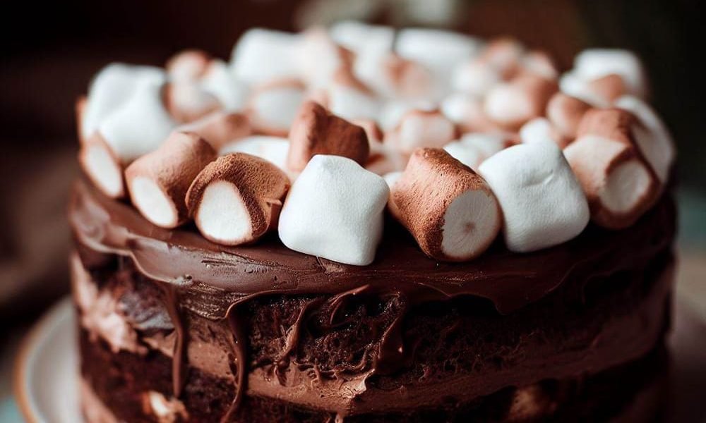 Pastel de Chocolate y Malvaviscos con Marshmallow Fluff