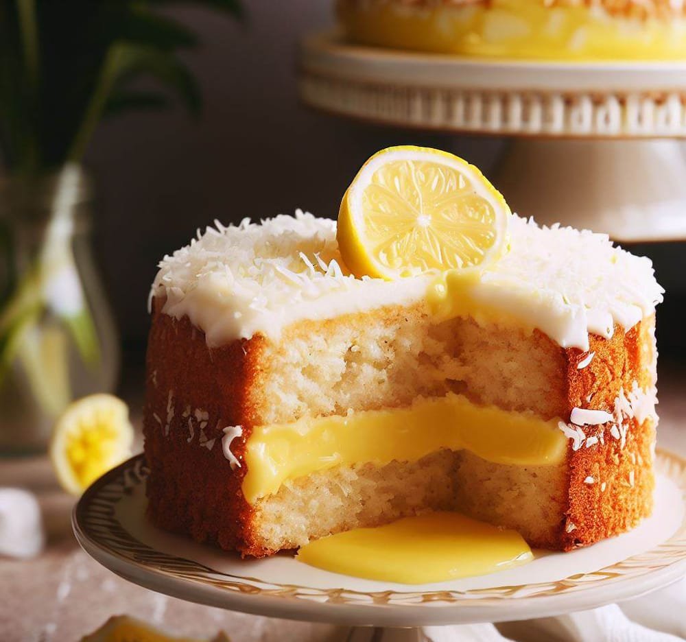 Pastel de Limón y Coco con Relleno de Lemon Curd