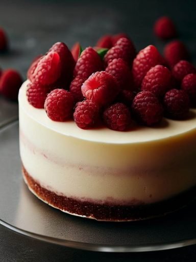 Pastel de Mousse de Chocolate Blanco y Frambuesas