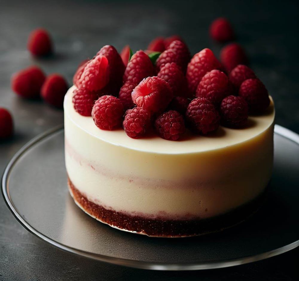 Pastel de Mousse de Chocolate Blanco y Frambuesas