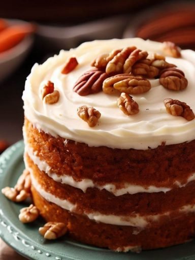 Pastel de Zanahoria con Frosting de Queso Crema y Nueces Pecanas