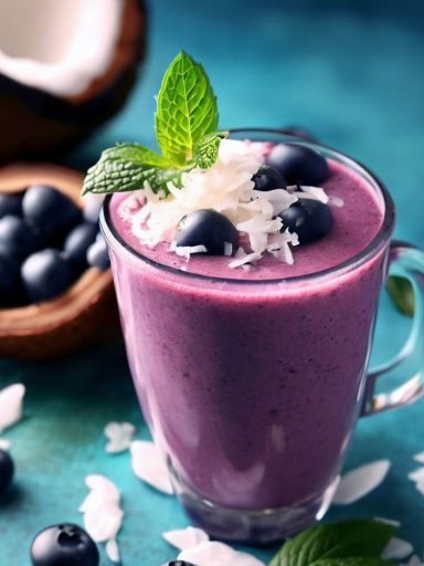 Smoothie de Arándanos y Coco