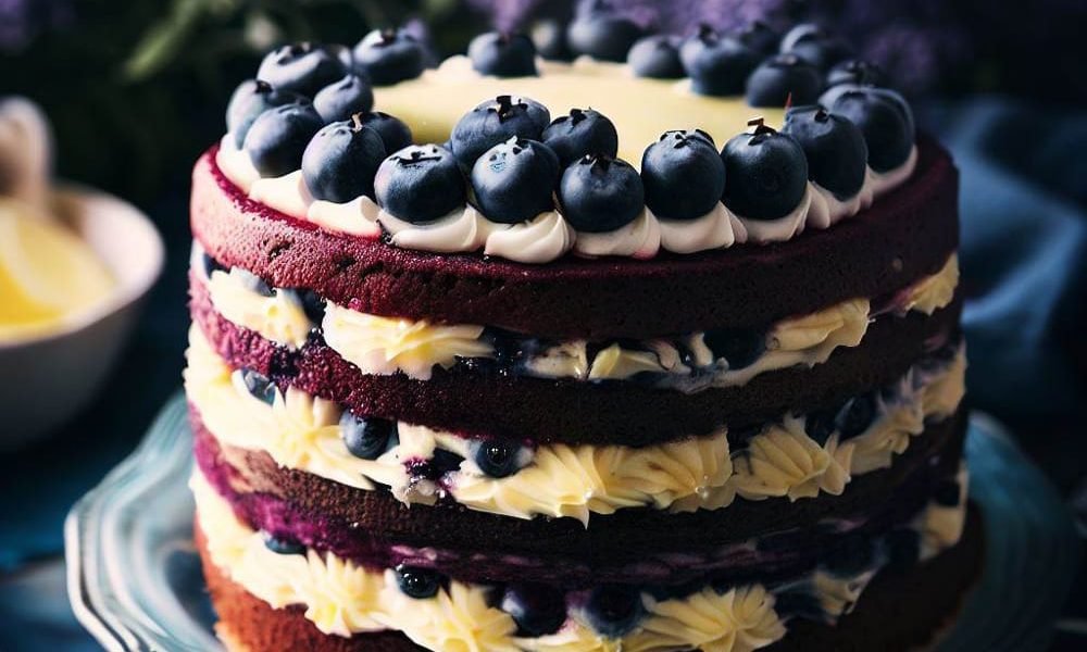 Tarta de Arándanos con Relleno de Crema de Limón