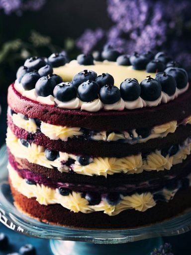 Tarta de Arándanos con Relleno de Crema de Limón