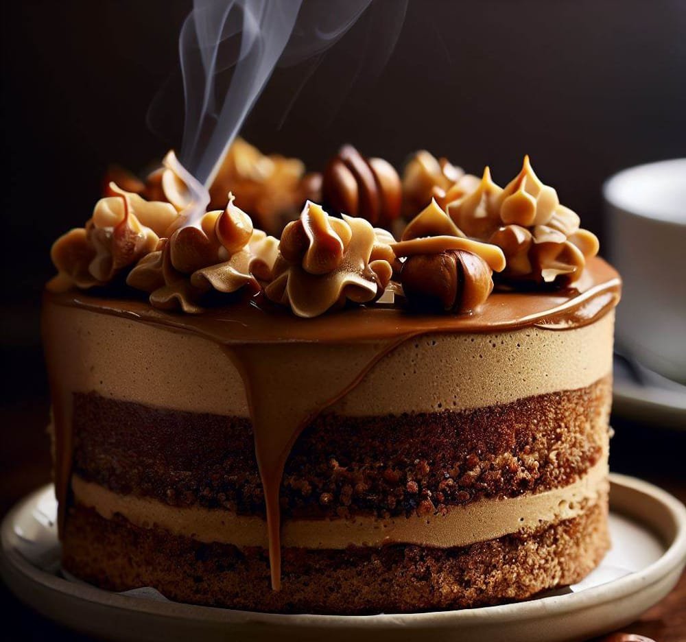 Tarta de Café y Avellanas con Crema de Toffee