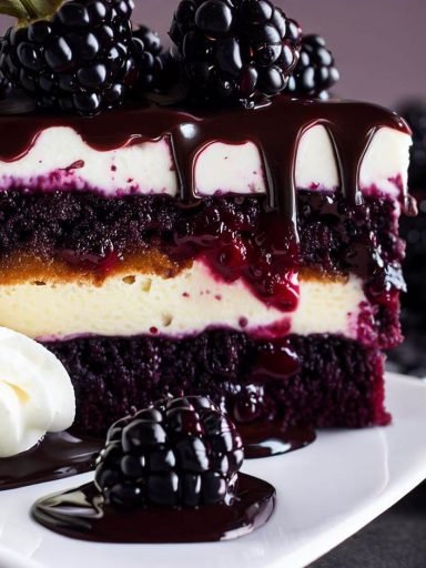 Tarta de Moras y Crema Chantilly con Cobertura de Ganache de Chocolate Oscuro