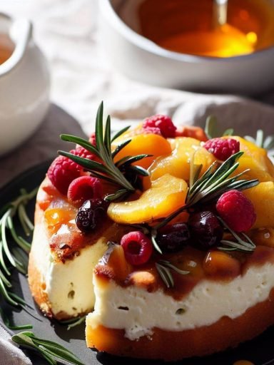 Tarta de Ricotta y Frutas Frescas con Miel y Romero