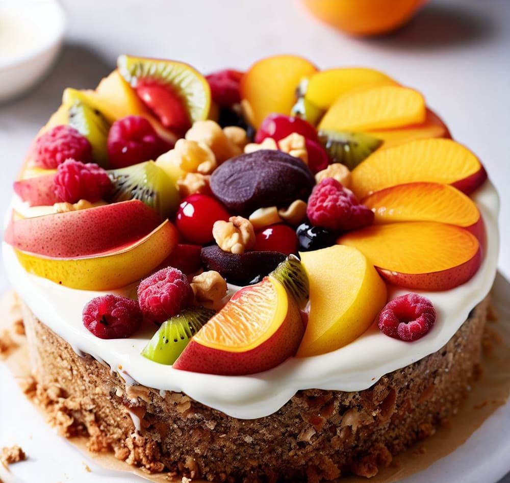 Tarta de Frutas Frescas con Base de Nueces (Sin Gluten)
