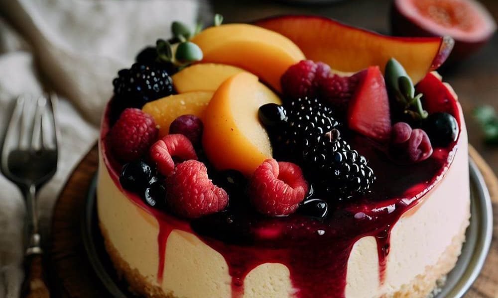 arta de Queso con Coulis de Frutas (Sin Gluten)