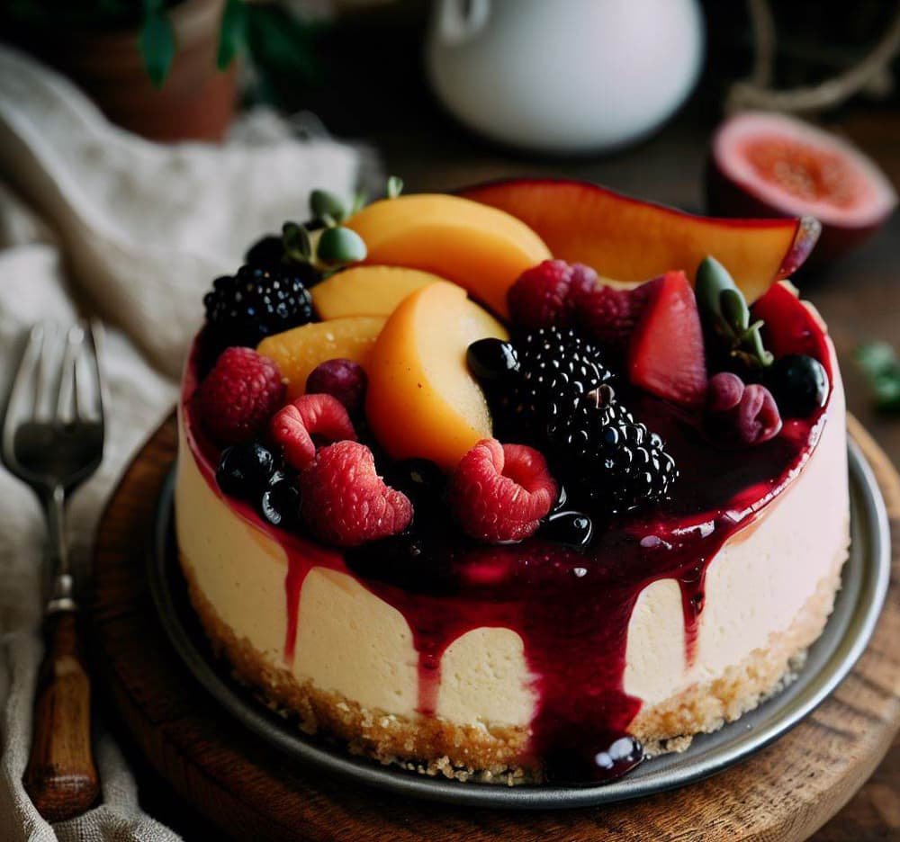 arta de Queso con Coulis de Frutas (Sin Gluten)